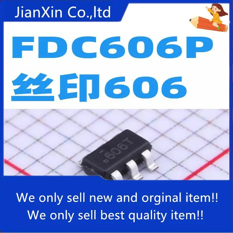 10pcs 100% 새로운 FDC606P FDC606 SMD SOT23-6 실크 스크린 606