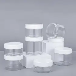 150~1000ML White Cap Transparent Lid Cover Clear Empty Packaing PET Plastic Jar Pot Container Bottle  Package Screw Storage