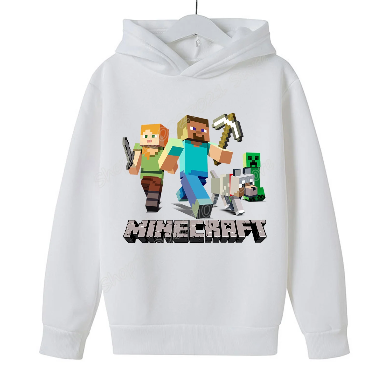 Miner Crafting Pixel Hoodies Children New Fleece Sweatshirt Y2k Trendy Hot Game Caftan Cartoon Pattern Clothes Clothing Kid Gift