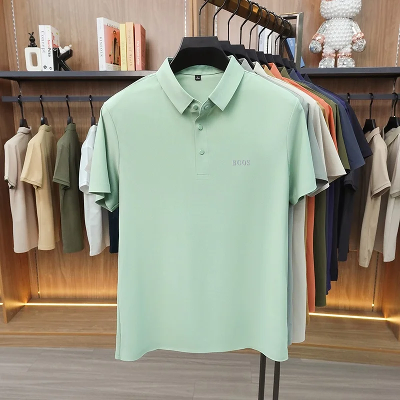 Sommermode Herren Kurzarm-Poloshirt mit Kragen, Knöpfen und Buchstabenprägung, Lässig, Atmungsaktiv, Minimalistisch, Einfarbig, Herrenbekleidung – Detail 17