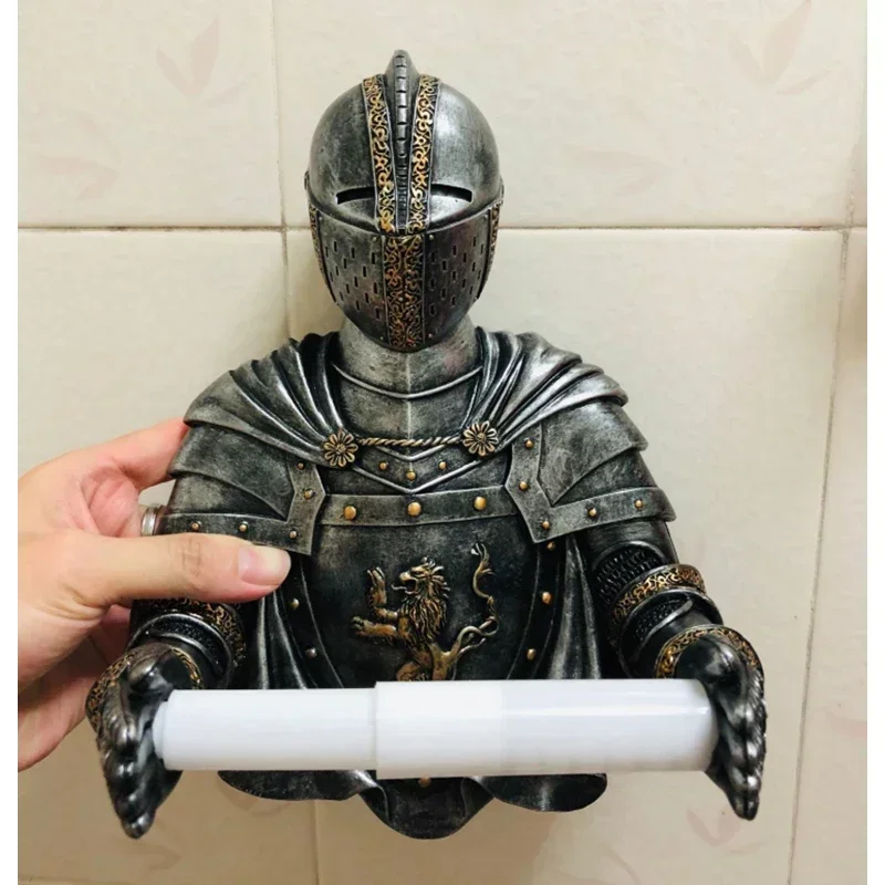 25x20cm Knight Roman Soldier Tissue Holder Style Sucker Wall Hanging Creative Kitchen Roll Paper Tissue Box Toilet Roll Stand