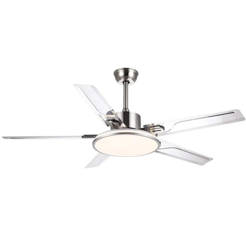 

52 inch five-leaf ceiling fan light stainless steel home living room dining room hanging live fan chandelier integrated eye