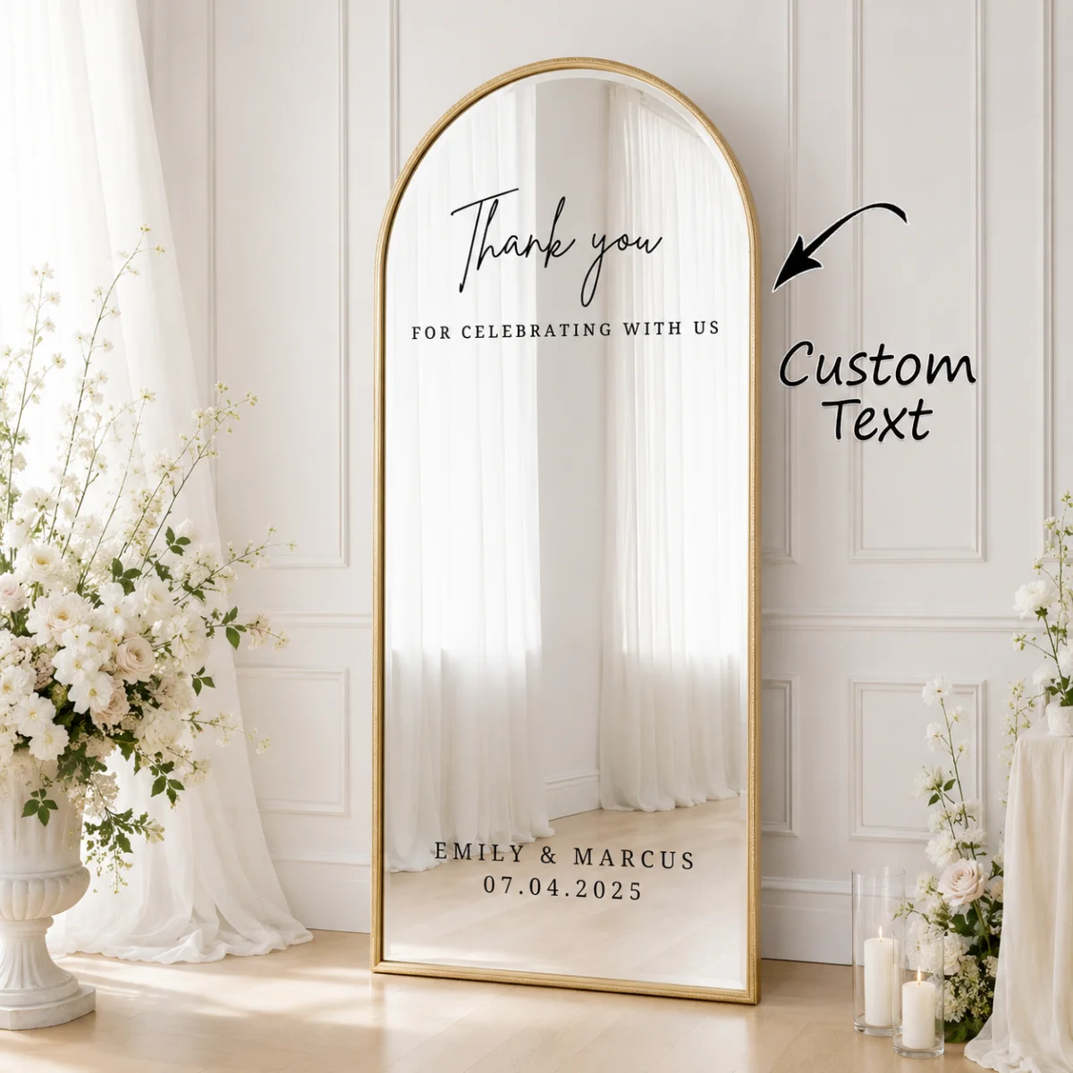Custom Personalized Crystal Stickers – Add a Unique Touch to Your Mirrors; Perfect for Bedroom Mirror Accents, Reception Signage