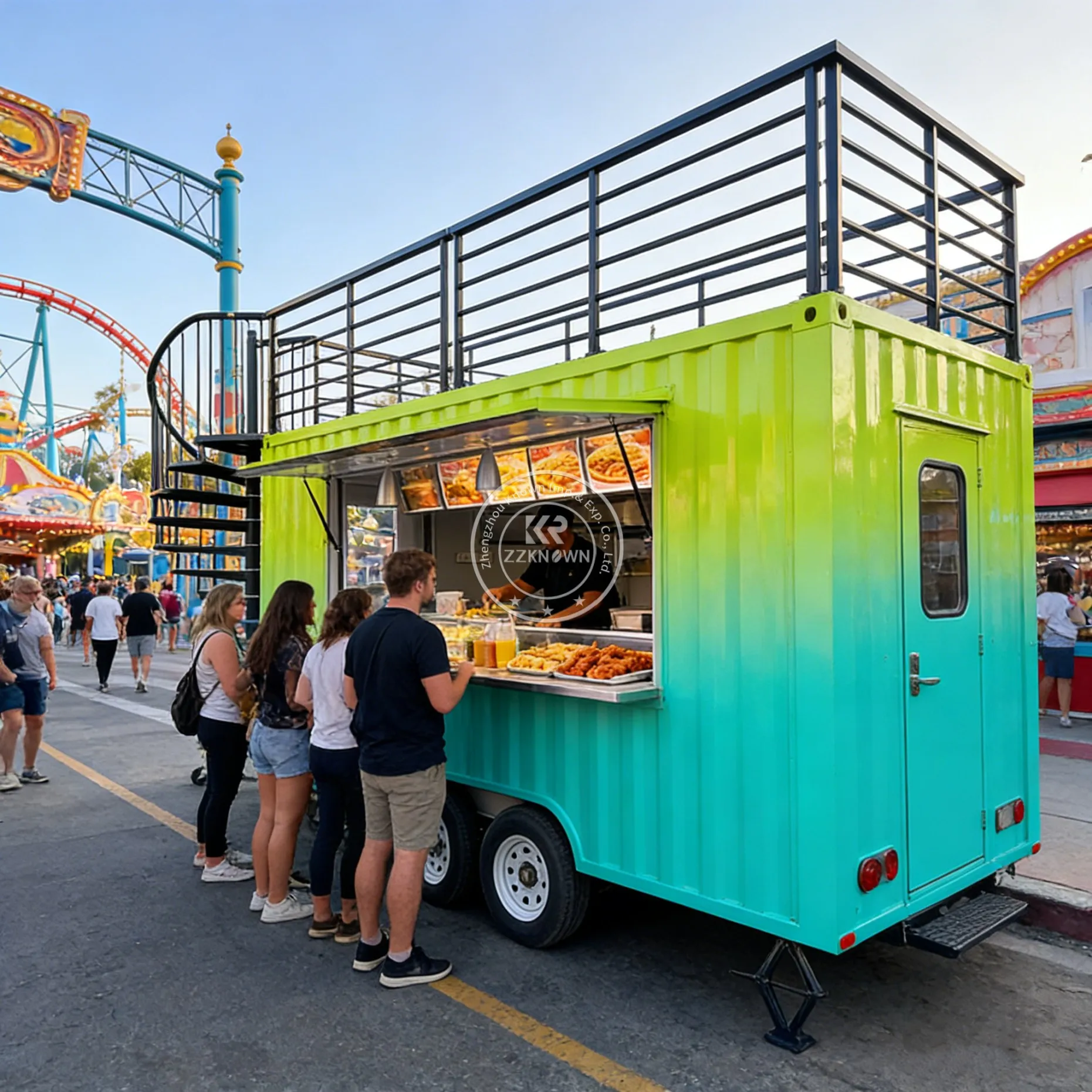 

Food Concession bar Container Electric System Stainless Prep Work Bench Prefab House Kiosk Container