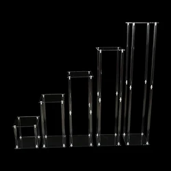 Transparent Square Wedding Props Clear Flower Stand Acrylic Geometric Display Stand Wedding Party Centerpieces Tables Tall Stand