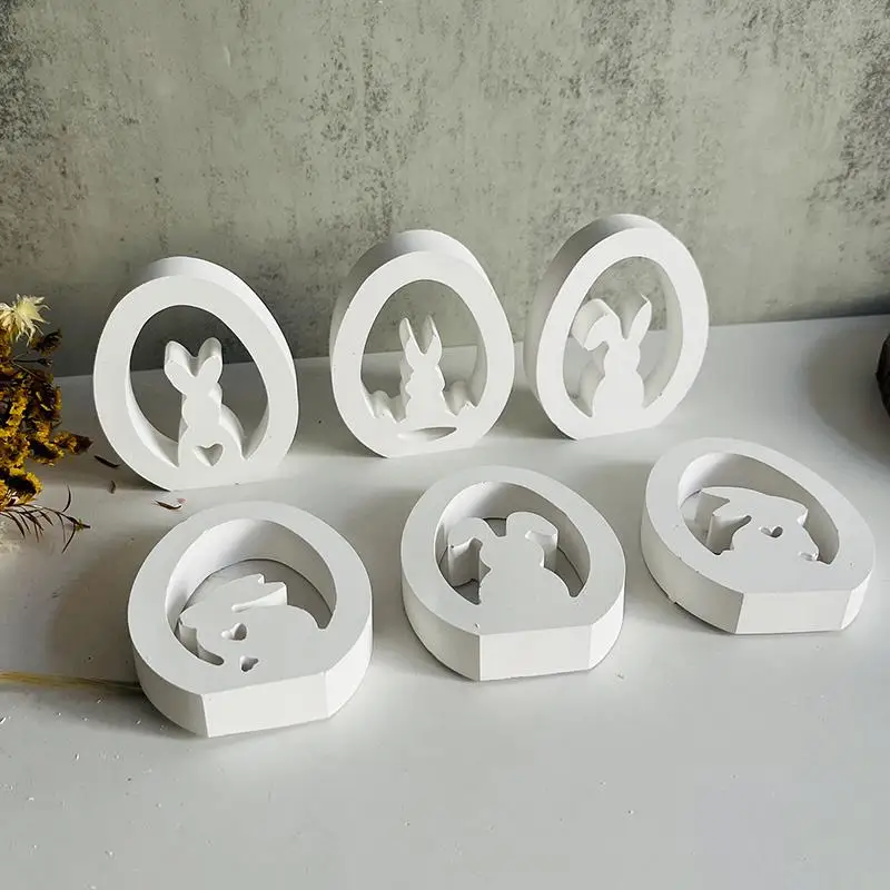 Easter Cute Rabbit Silicone Moulds Egg Shape Gypsum Car Mounted Incense Expanding Gypsum Mold Aromatherapy Candle Resin Molds