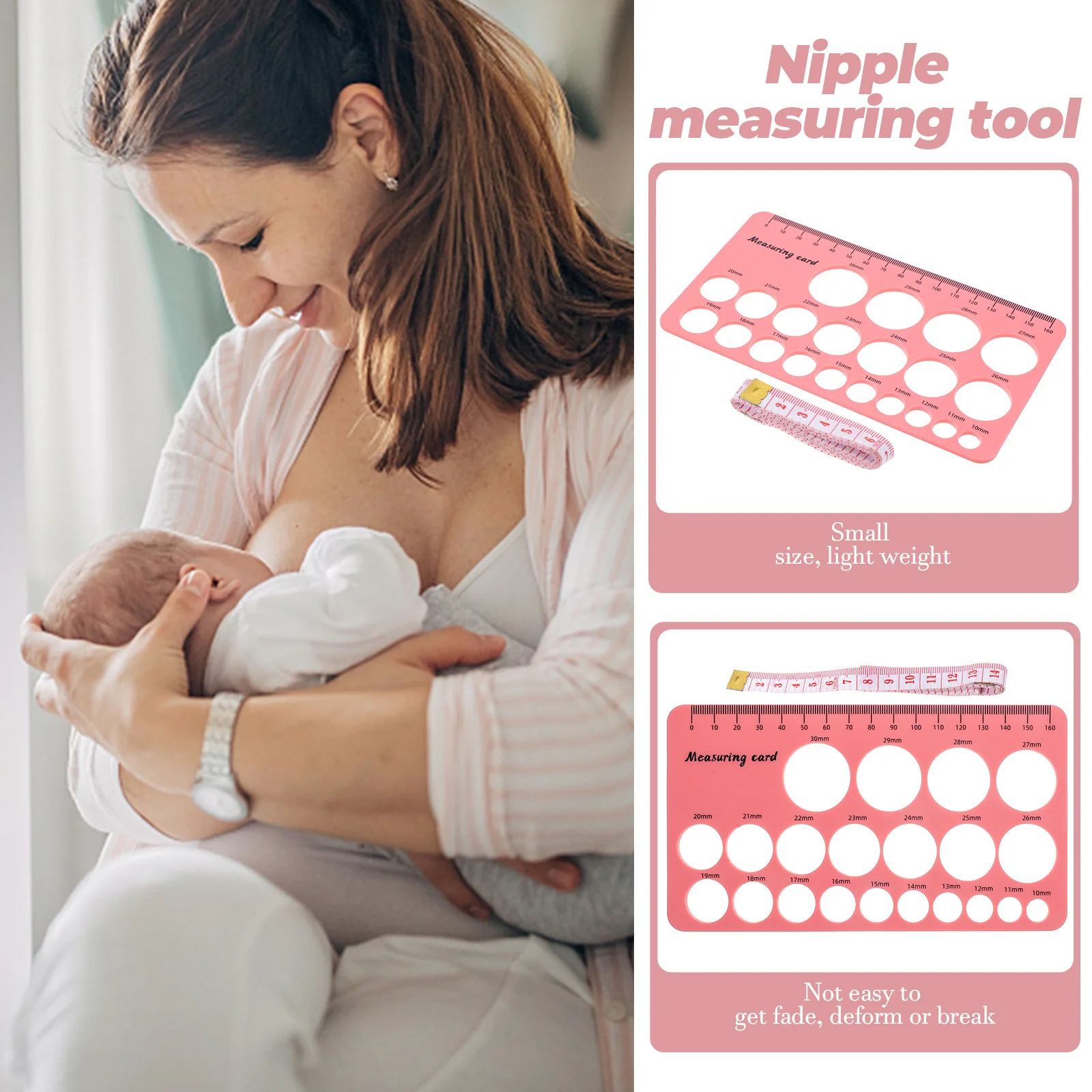 

1 Set Body Measurement Sewing Tailor Ruler Flange Size Measure Nipples Tool Compact Measuring Card Breast Cup Clear