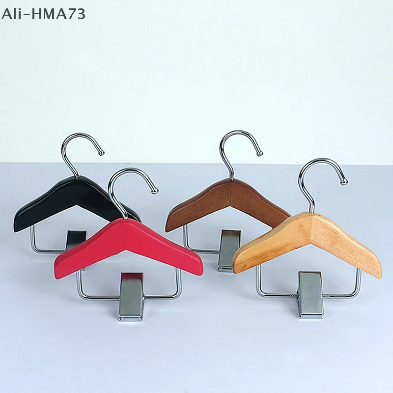 HMA73-Mini شماعات ملابس قسط الخشب شماعات ملابس الطفل مع مشبك عدم الانزلاق العملي خطاف ملابس الحيوانات الأليفة خزانة شماعات