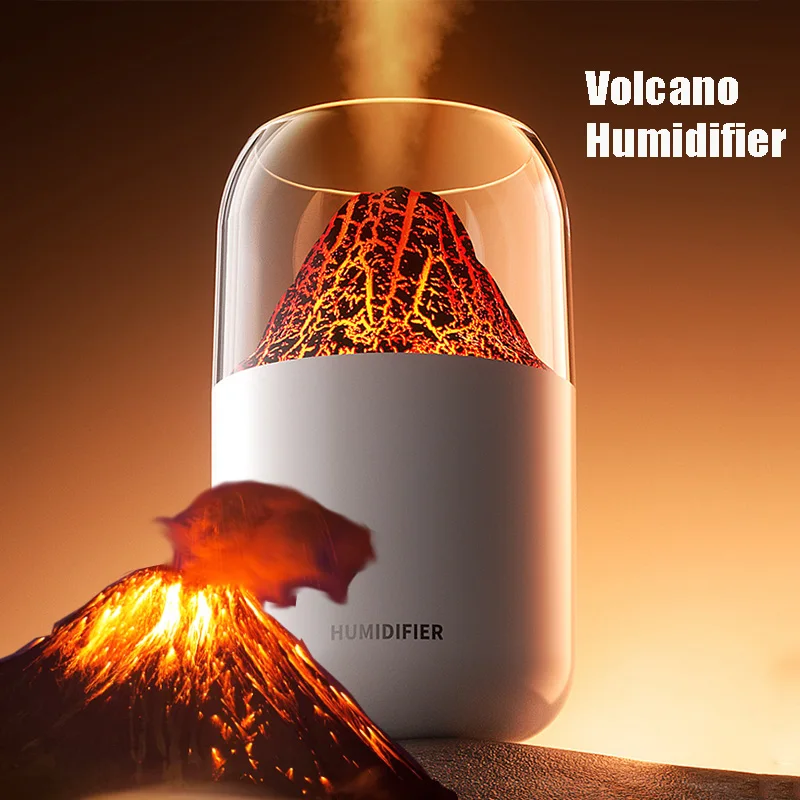 Mini Volcano Flame Humidifier Essential Oil Air Aroma Diffuser Powerful Home Mist Atomizer With Night Light Fragrance