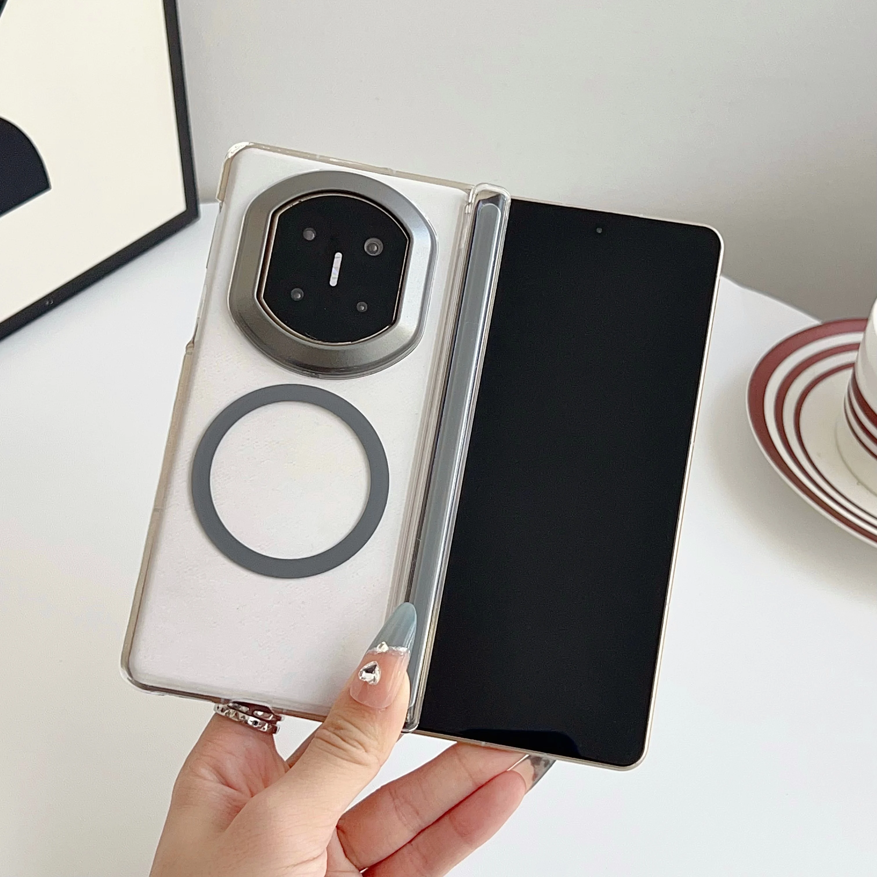 

Чехол для Huawei Mate X7, стильный матовый прозрачный металлический чехол с магнитной задней крышкой для Huawei Mate X7, противоударный бампер, чехол-футляр