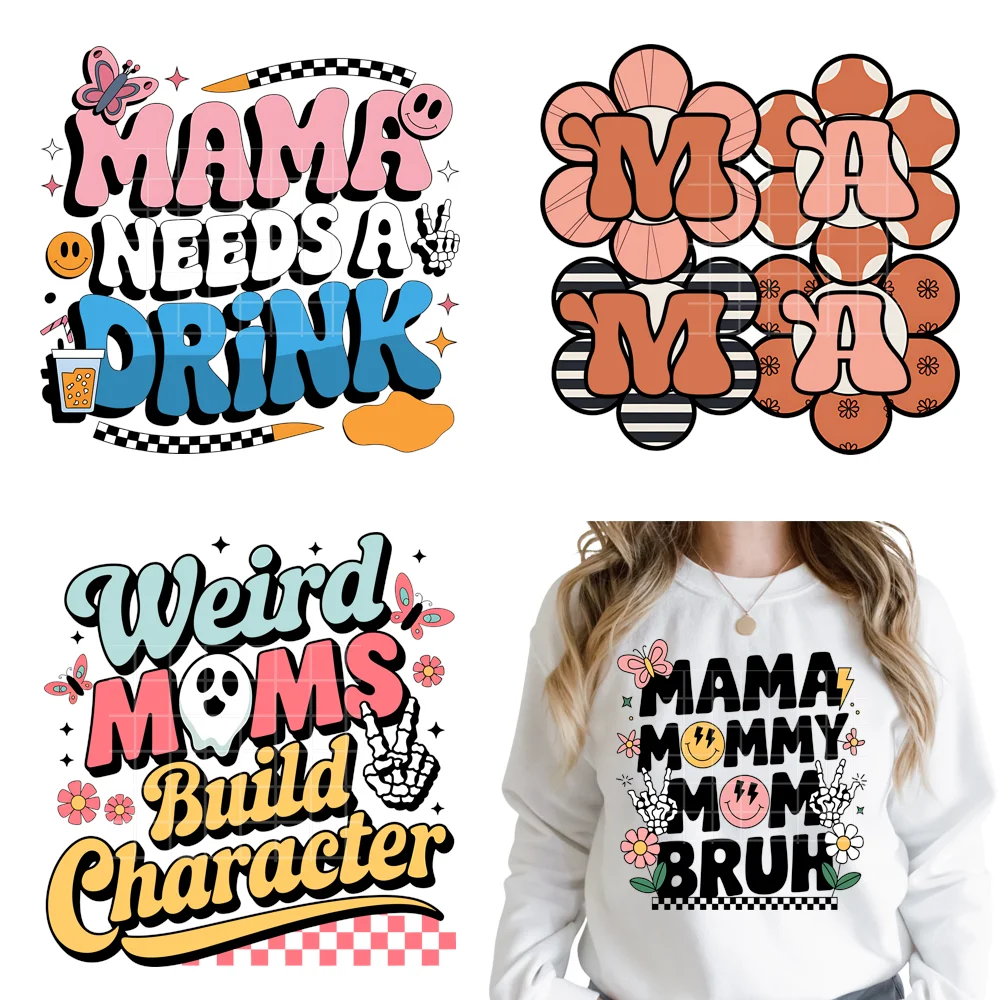 Good Mom Say Bad Words Motherhood Humor Quotes Cool Mama Iron on Washable DTF Heat Transfers Stickers Ready to Press for Clothes
