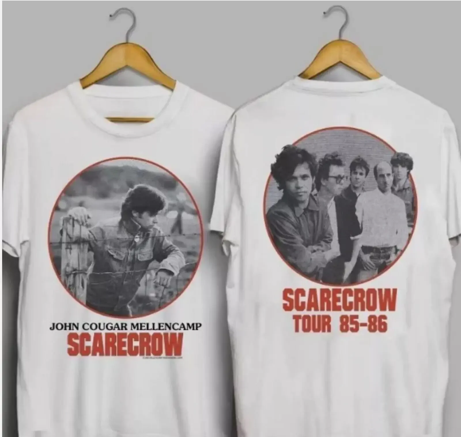 Vintage 80s John Cougar Mellencamp ScarecrowTour Double Sided T-Shirt new new