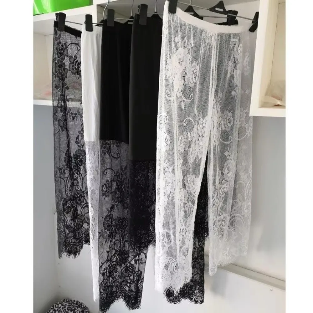 Elastic Waistband Lace Underwear Cropped Pants Breathable Anti Expose Inner Liner Single Thin Layer Skin-Friendly