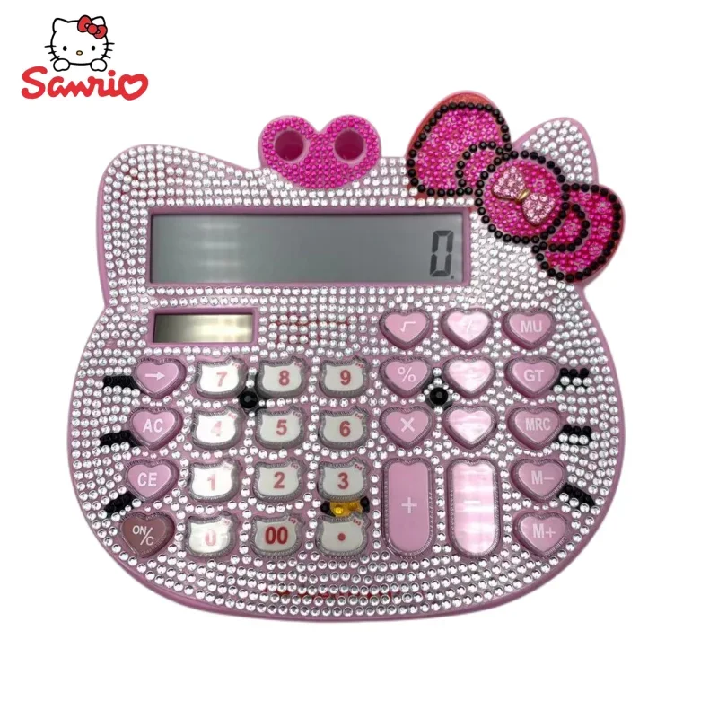 Sanrio New Anime Peripheral Kawaii Cartoon Cute Hello Kitty Voice Broadcast Calculator Creative Diamond Computer Gift Wholesale