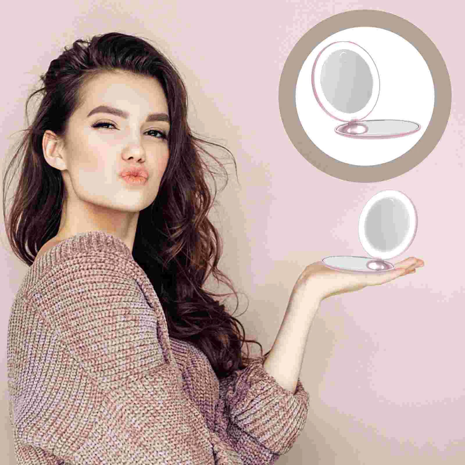 

Compact Mirror LED Vanity Makeup Portable Dual-sided Double Round Beauty Travel