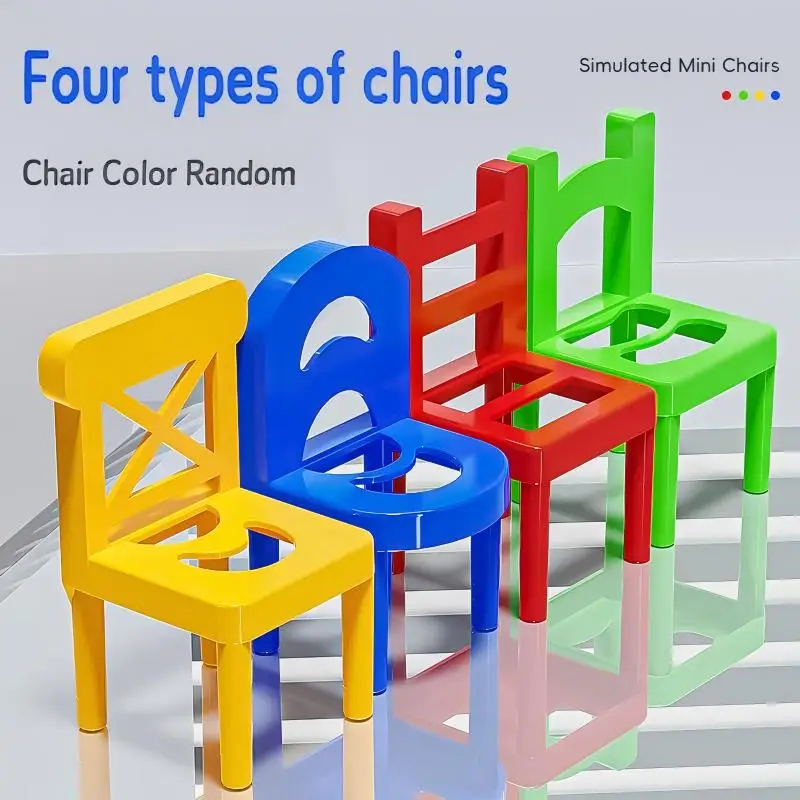 Balance Chairs Board Game Mini Stacking Blocks Assembly Family Balancing Training Interactive Educational Desktop Party Game