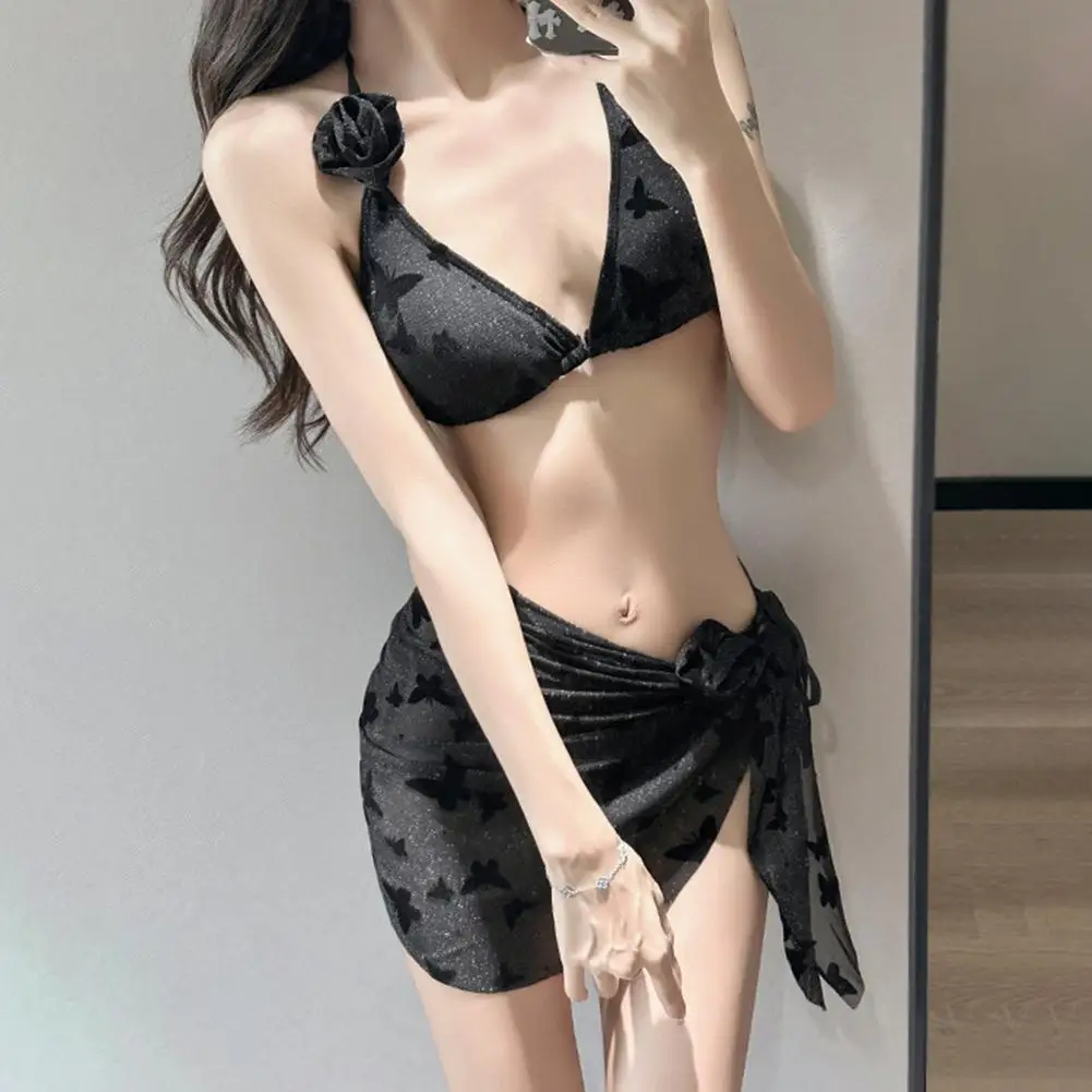 Women's Swimsuit Solid Color Lingerie Sets Sexy Bikini 2025 Woman Pure Desire Summer Beach Low Rise Swimwear