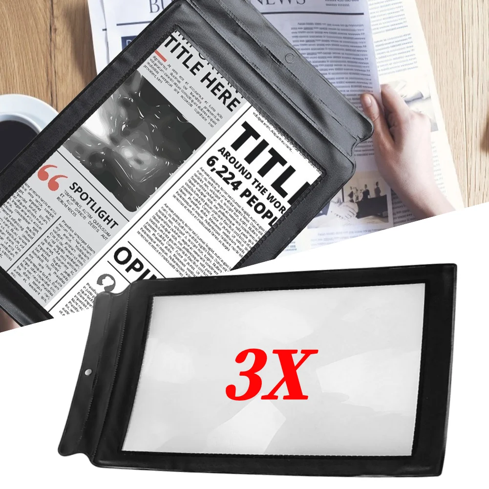 

Handheld Page Magnifying Glass Portable 3X Bookmark Flat Magnifier Flexible Magnifying Lens Sheet for Elderly Reading Newspapers