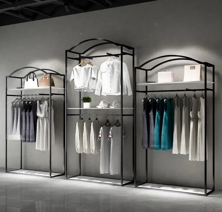 Clothing store display rack double hanging clothes rack men's and women's clothing  shelf iron display rack side hanging cl