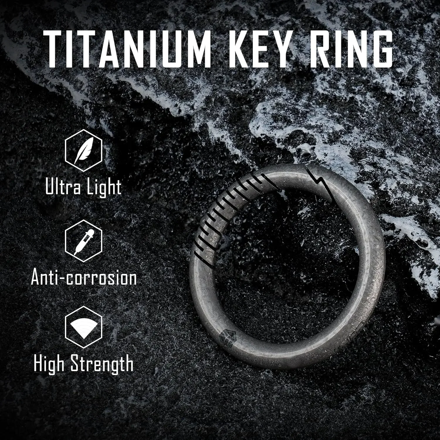 KeyUnity KA34 Titanium Side Pushing Key Ring, Quick Release Minimalist Split Keychain Ring for Carabiner, Car Keys & Home Keys