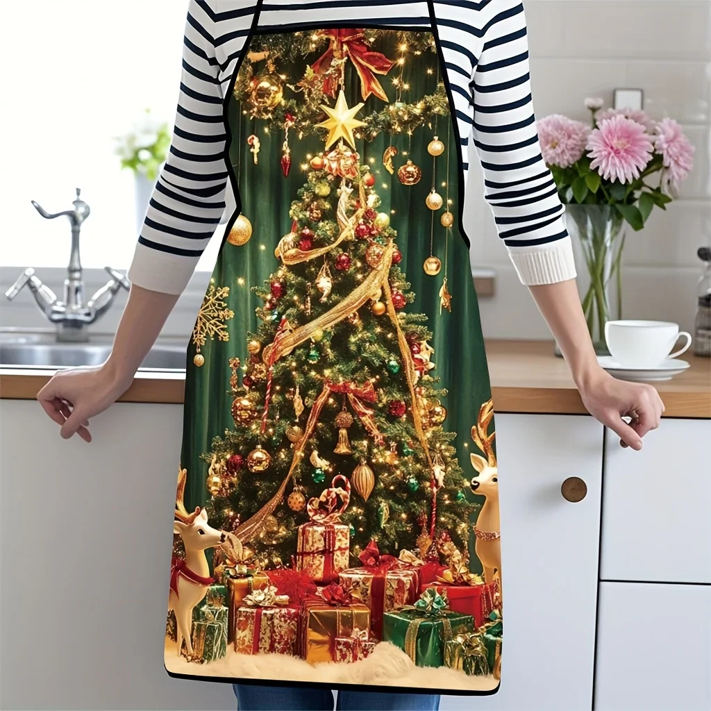 This Christmas Apron Featuring a Tree Design Is Perfect for Cooking And Cleaning Tasks in The Kitchen, And It Also Serves