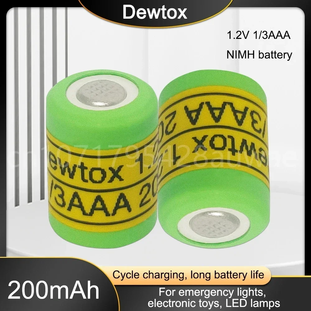 Ni-MH 필렛 프리 충전식 배터리, 면도기 전동 칫솔 전동 공구, 1/3AAA, 200mAh, 1.2V