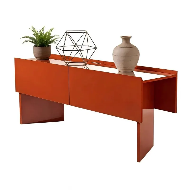 Simple modern Xuanguan platform, red long strip movable entry platform, wooden craft storage cabinet can be customized