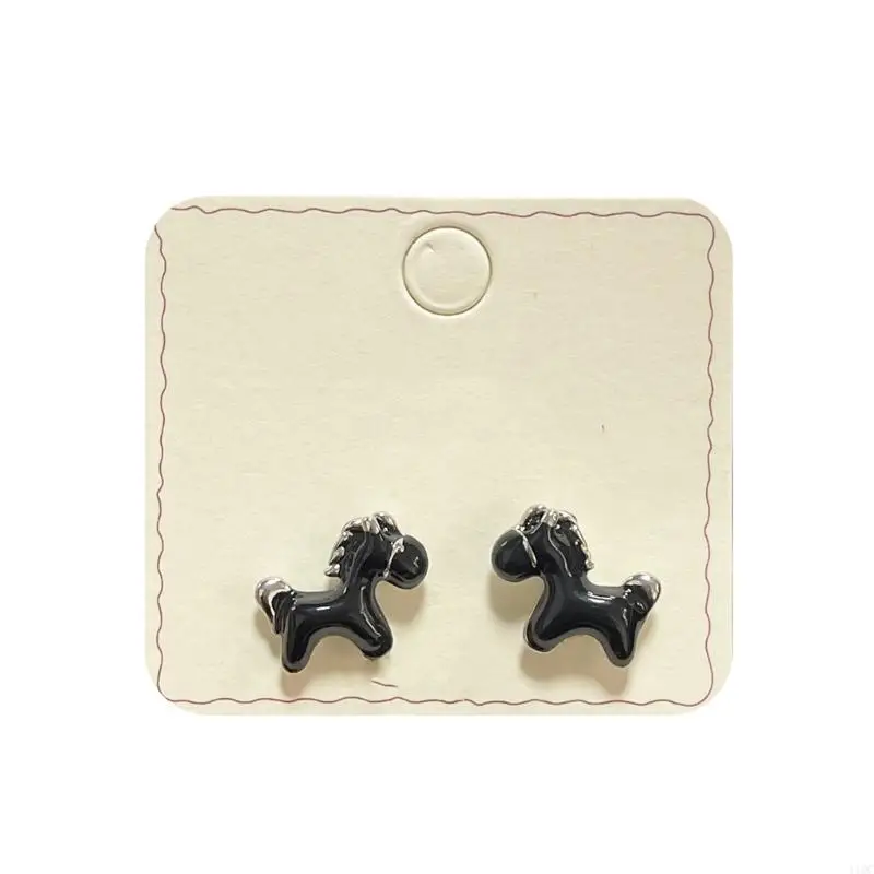 Alloy Ear Studs Cartoon Horse Designs Enamel Coated Fade Resistant Earwear 
