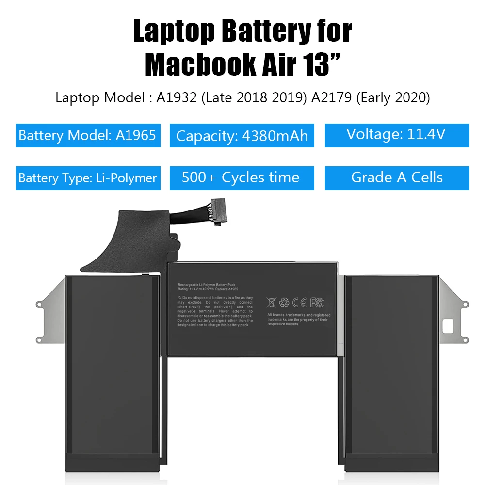 Imagem -04 - Liscn 49.9wh A1965 Bateria do Portátil para Apple Macbook Air 13 A1932 20232023 Anos A2179 Início de 2023 Emc 3184 Emc3302 02002455