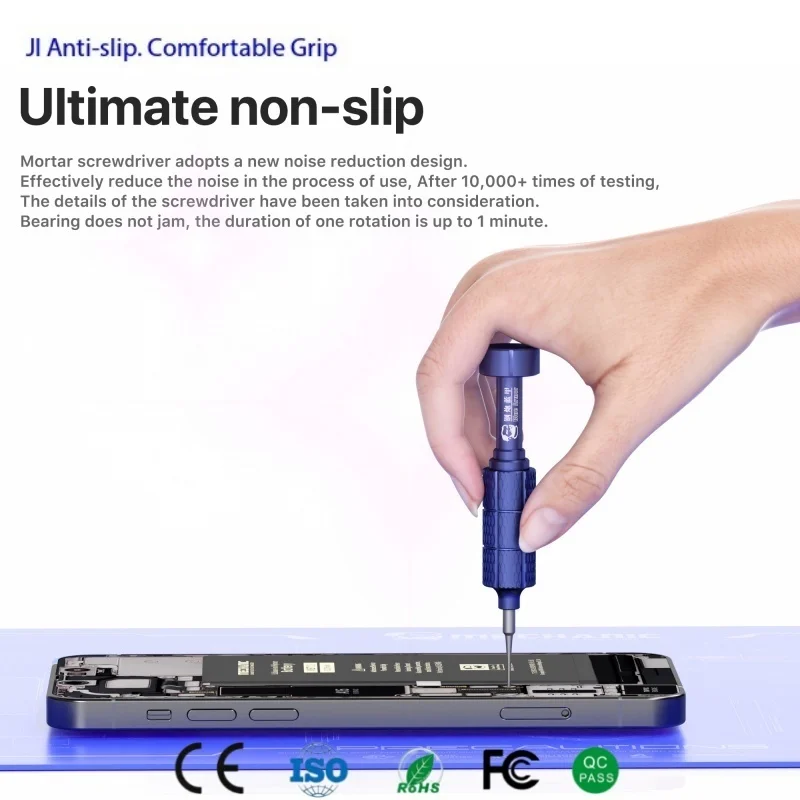 

Mechanic Blue Armor Screwdriver Set S2 Alloy Steel 2D Bits with Noise Reduction Bearings Ergonomic Grip for Phone Repair Tools