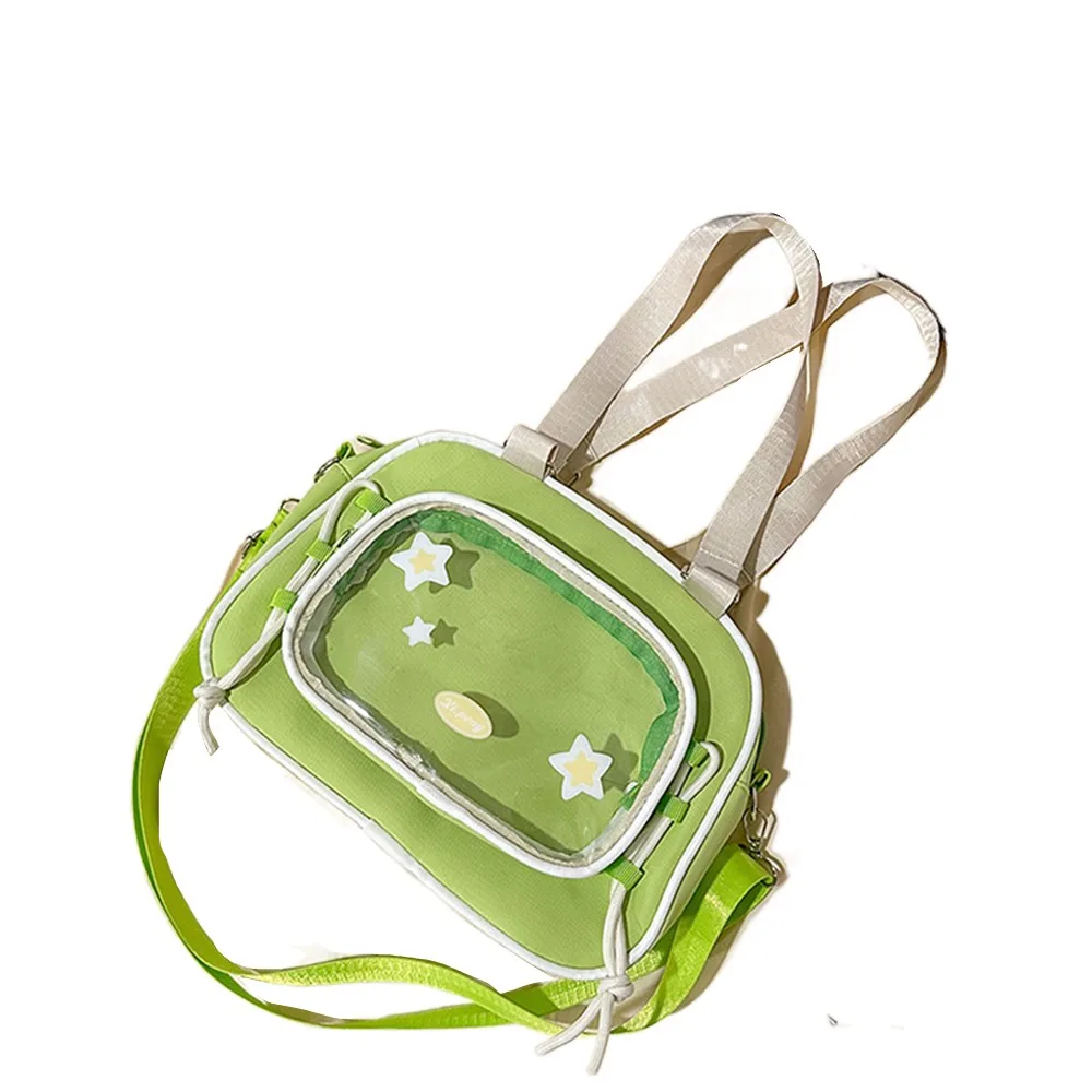 

Funny Cream Color Ita Bag Japanese Style Nylon Transparent Pocket Backpack Idol Merchandise Storage Large Capacity