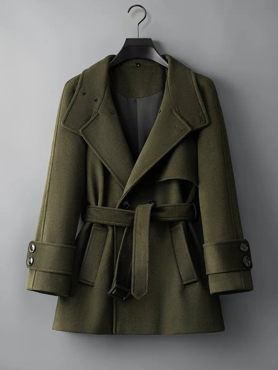 2026 Winter Men's Wool Coat New Design Business Fashion Stand Collar Loose Winter Woolen Coat