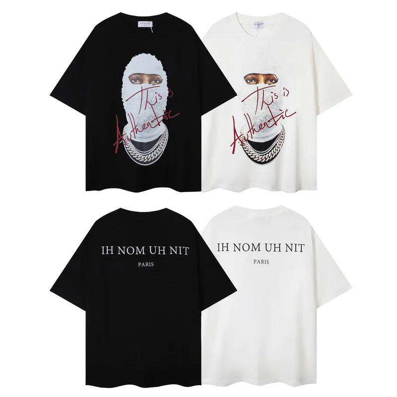 

Masked Man Signature Letter Printing IH NOM UH NIT Top Tees Men Woman 1:1 Good Quality Fashion Street Loose Lovers T Shirt