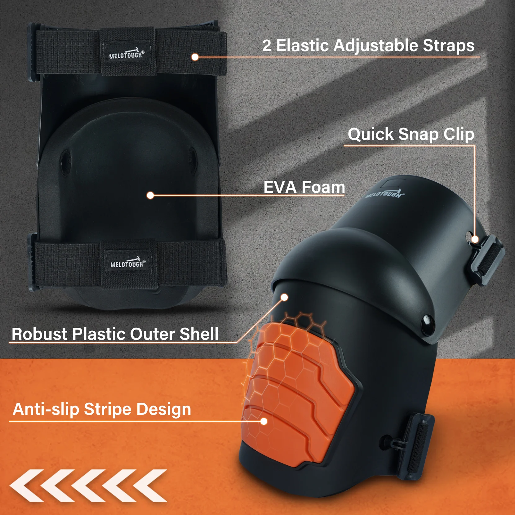 Joelheiras MELOTOUGH para trabalho, construção, piso, jardinagem - confortáveis e flexíveis