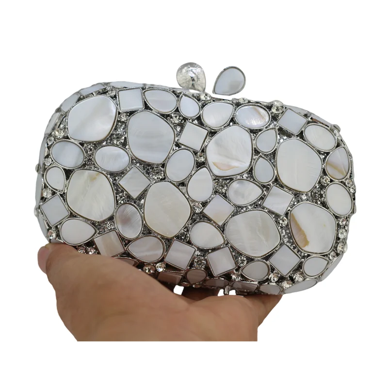 Women Glass Clutch Purse Sparking Evening Bags Minaudiere Stone Bride Wedding Handbag