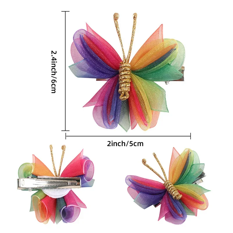 2Pcs Cute Hair Clips For Girl Sweet Butterfly Baby Hairpin Kids Hairpins For Girls Children Barrette Ornament Hair Accessories