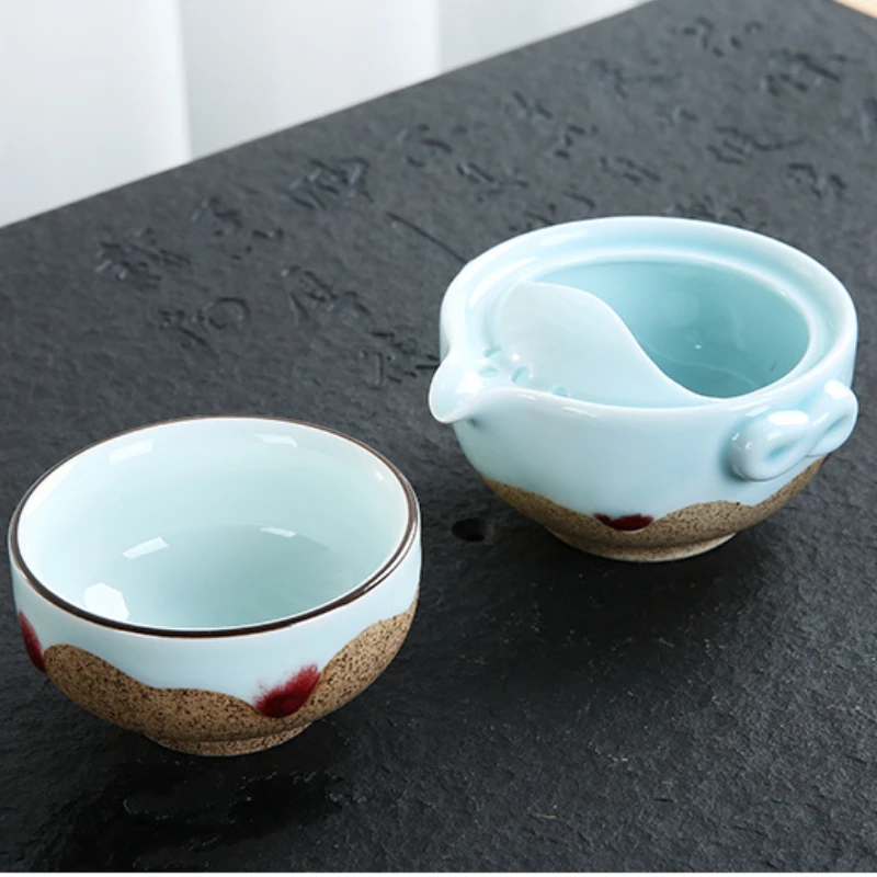 wholesale porcelain tea set 1 pot 1 cup,high quality beautiful and elegant Gaiwan teapot and cups easily travel kettl