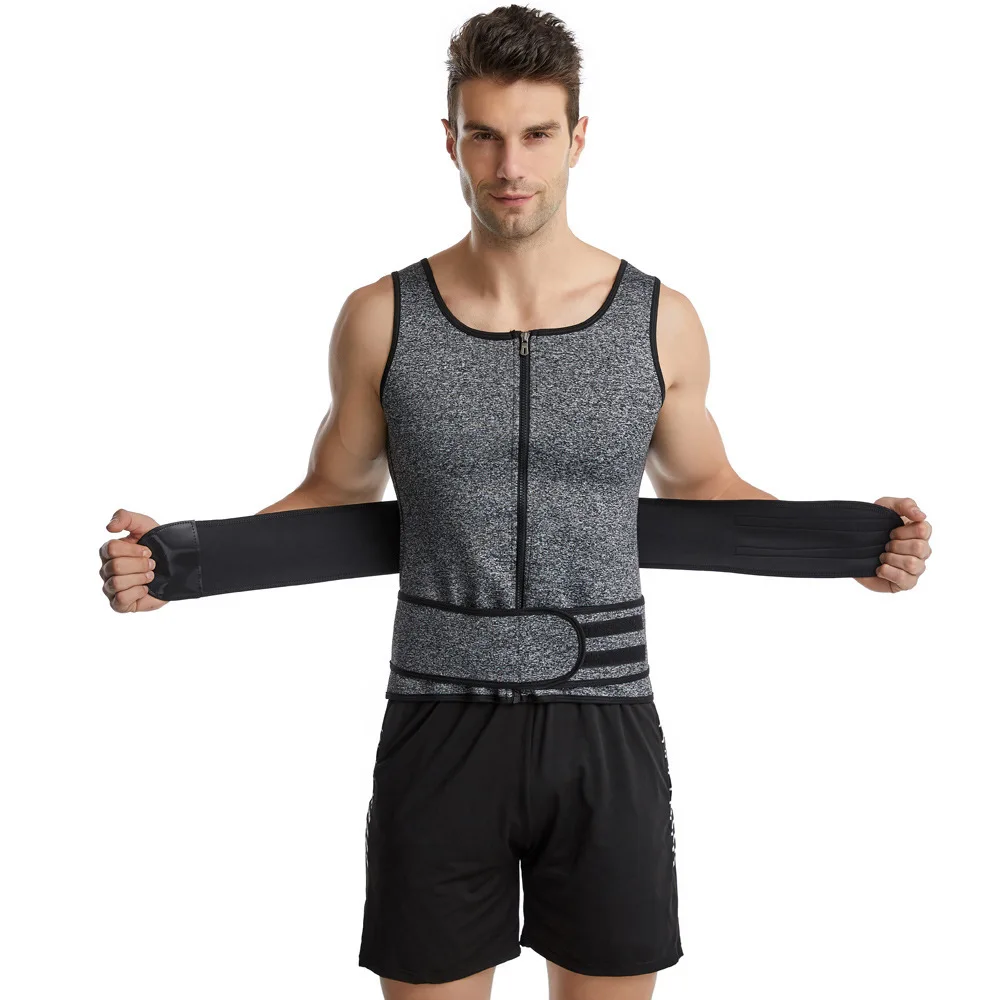 Men's tummy tuck vest double-breasted bodysuit shape beer belly hide meat gather warm-up tight sports corset