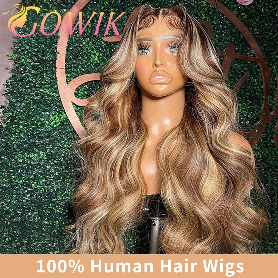 

30 40-дюймовый Highlight Ombre Body Wave 13x6 Hd Кружевной фронтальный парик Человеческие волосы 13x4 Highlight Прозрачный парик фронта шнурка для женщин ﻿ ﻿
