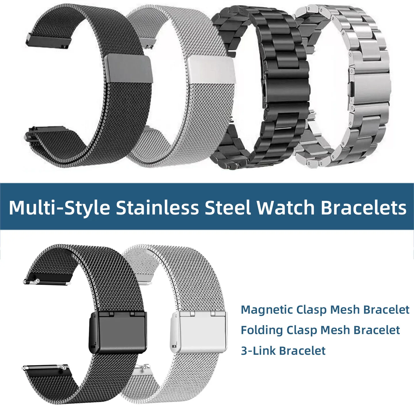 22mm Multi-Style Stainless Steel Bracelets Milanese Mesh Strap For Xiaomi Watch S1 Pro S2 S3 S4 Sport S5 Color 2 Men Wristband