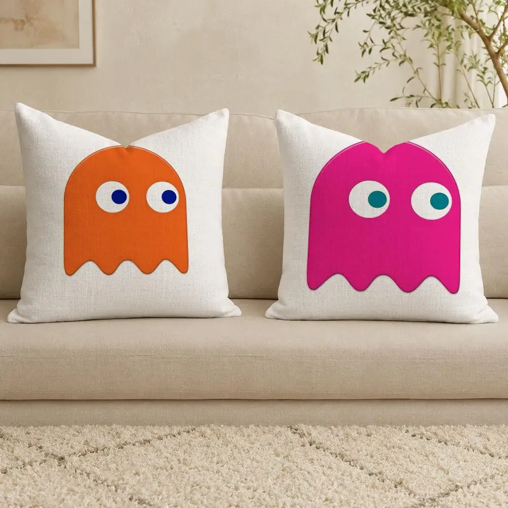 Game Pac-Man Cushion Cover Linen Double-sided Printed Cushion Cover, sofa pillow case，Nordic Home Decor