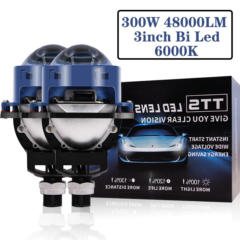 300W 3inch Bi Led Retrofit Projector Lenses for Vehicles Headlight Biled Hyperboloid Lens High/Low LED Tuning Accessory