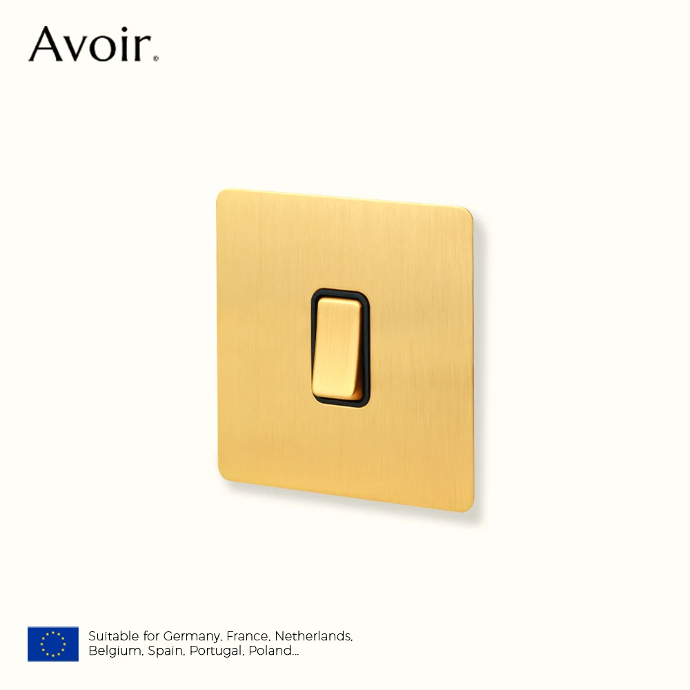 

Avoir Gold Wall Lamp Switch Home Accessories Push Button 1-4 Gang 2 Way Electrical Socket 220V EU Plug Cat6 USB Charge For Home