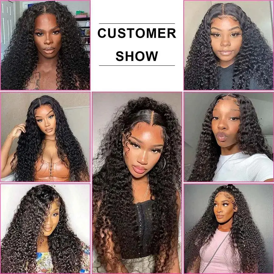 Perruque Lace Front Wig Deep Wave Brésilienne Naturelle, Cheveux Bouclés, 13x6, HD, pour Femme