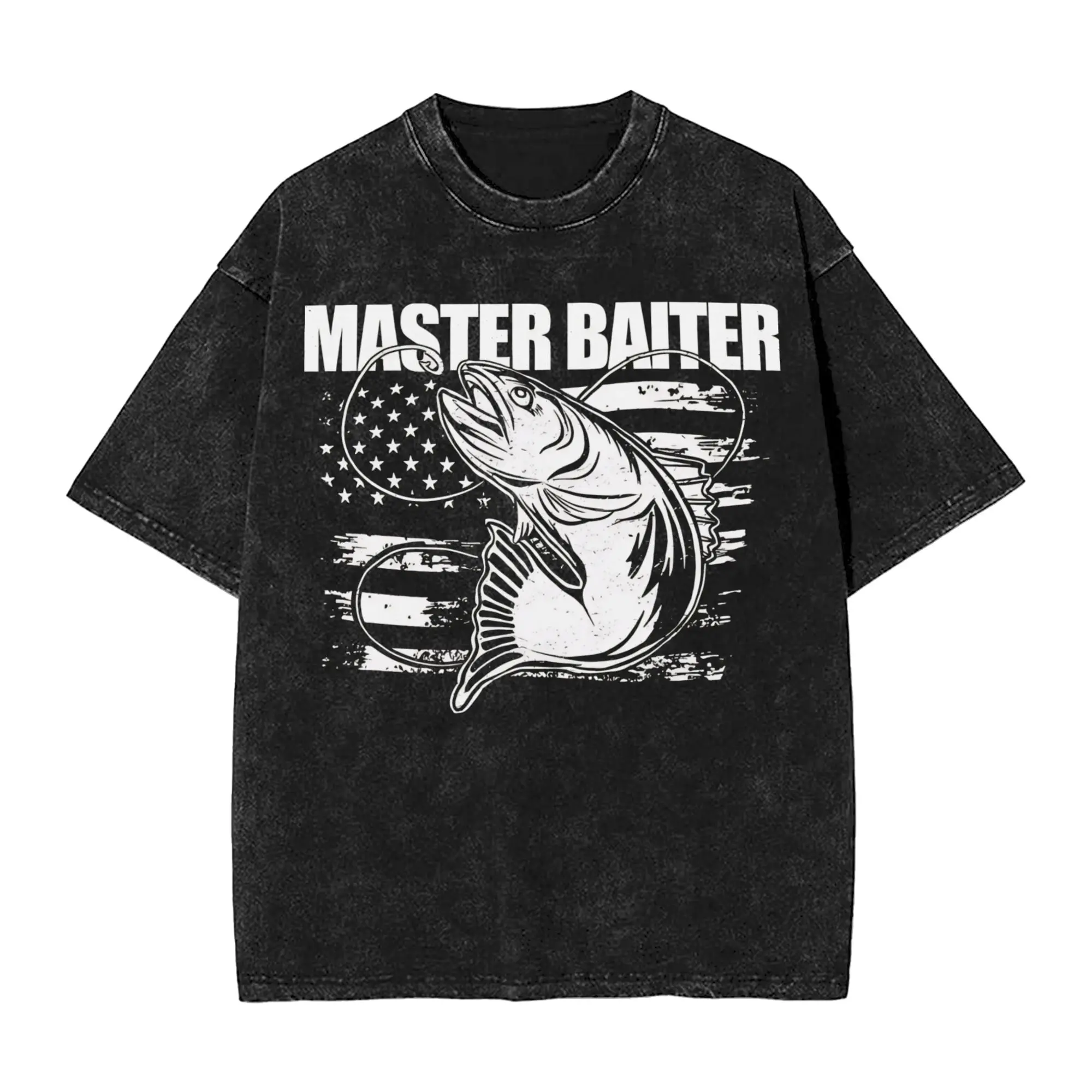 Master Baiter Funny Fishing  T Shirts Hip Hop Washed 100% Cotton Harajuku T-Shirt  Vintage for Men Women Streetwear