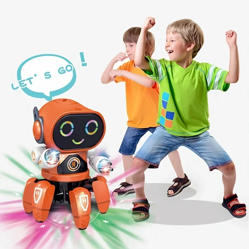 Niedlicher musikalischer Tanzroboter mit 6 Klauen und LED-Licht: Ein pädagogisches und interaktives Spielzeug für Kinder – perfektes Geschenk für Jungen!