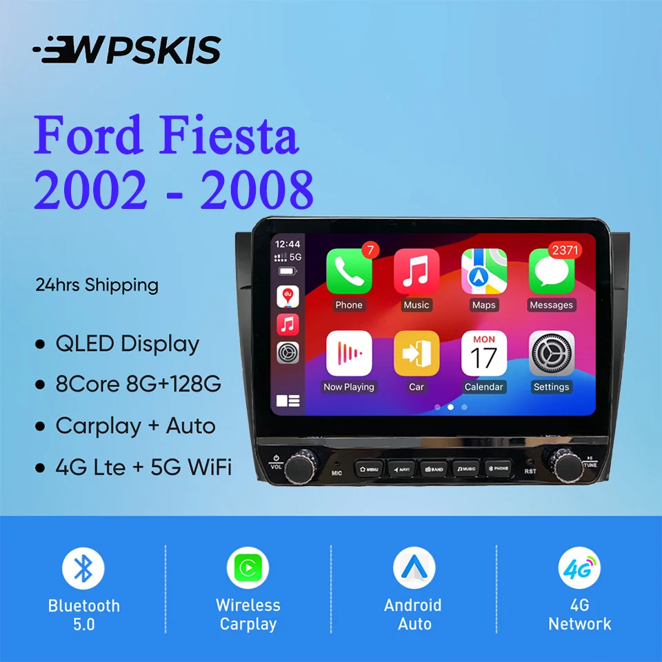 Reproductor Multimedia para coche, dispositivo con Android 14, 2Din, DVD, reproductor de música, sistema inteligente, para Ford Fiesta Mk5 2002 - 2008