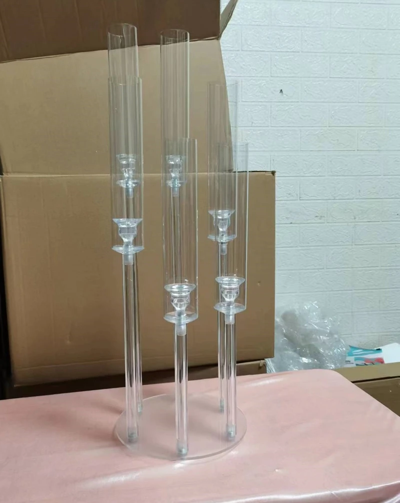 Imagem -02 - Acrílico Candle Holder com ou Cabeça Flower Center Stand Tall Clear Candle Holder Festa e Street Light Decoração 10 Pcs