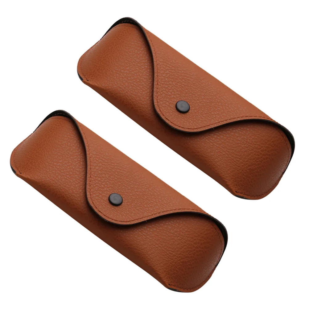 

2pcs Oxford Cloth Glasses Cases Grain Anti pressure Sunglasses Box Brown glasses cover holder storage travel portable