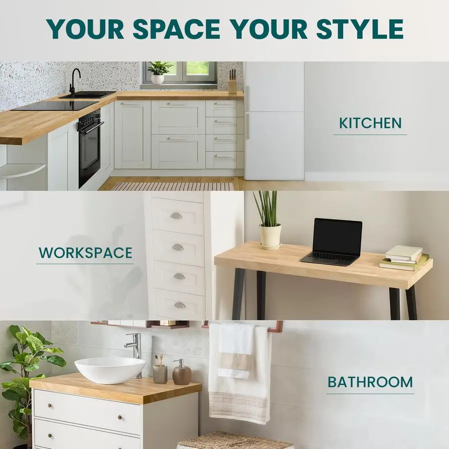 Hevea Solid Wood Butcher Block Table Top, Desk top, Unfinished Butcher Block Countertop for DIY Desktop Kitchen Countertop, 4ft